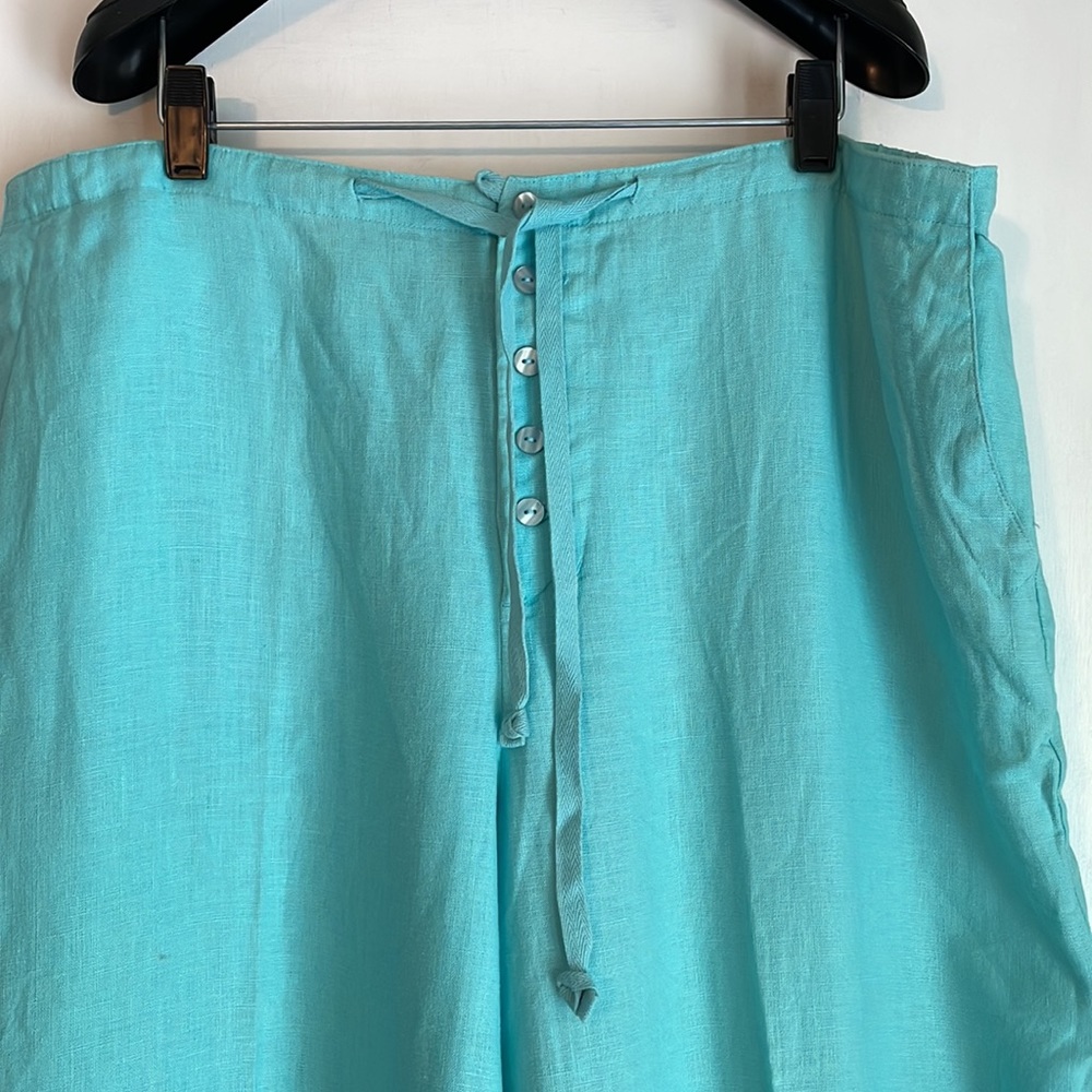 NEW Chadwick’s Turquoise Linen Drawstring Slacks 18W - Picture 2 of 6